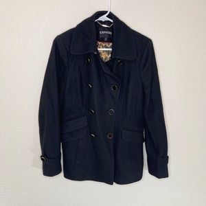 Express Womens Wool Pea Coat. Color Black. Size Small. VGC